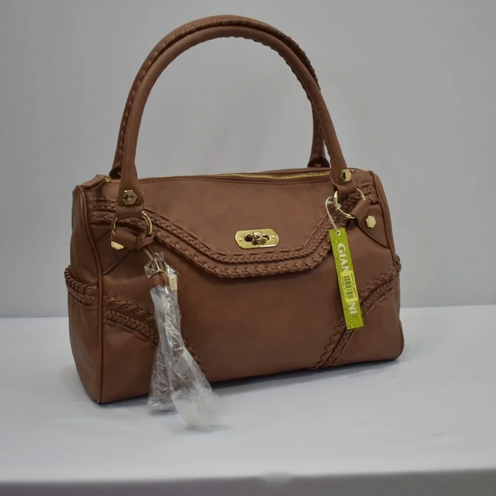 GIANNI BINI SADDLE BROWN BROOKLYN‎ SATCHEL HANDBAG